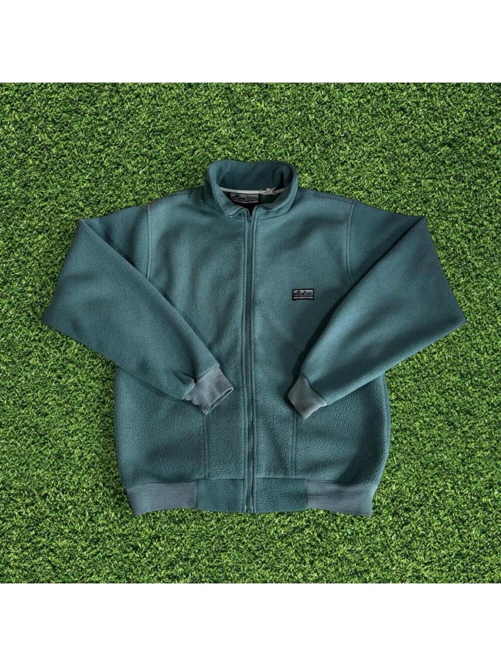 Vintage Mountain Gear Blue Grey Fleece Jacket Outdoor Hiking